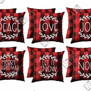 Buffalo Plaid Christmas Spirit Pillow‎ Cover - Peace